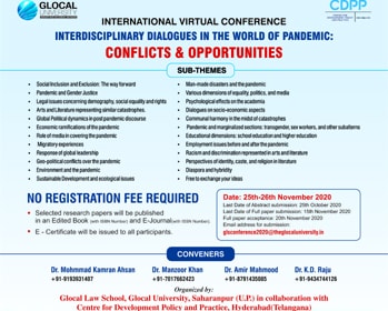 International Conference On Interdisciplinary Dialogues In The World Of Pandemic: Conflicts & Opportunities